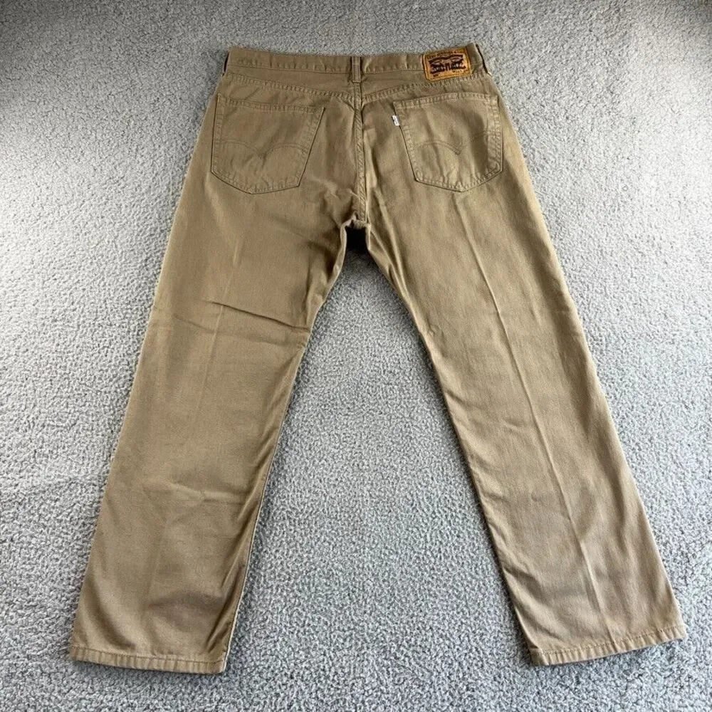 NEW Levis 505 Jeans Mens 36x29 Beige Straight Leg Regular Fit Denim Grunge Chore